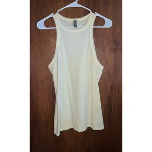 ALYA Soft Yellow High Neck Fitted Tank